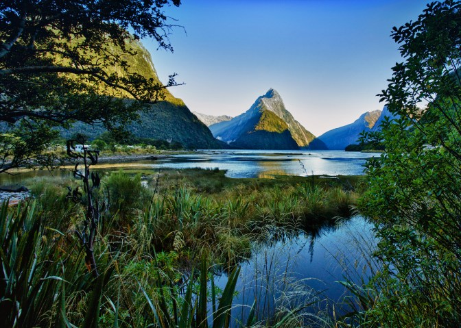 Mitre Peak on Milford Sound at sunrise, Fiordland National Park