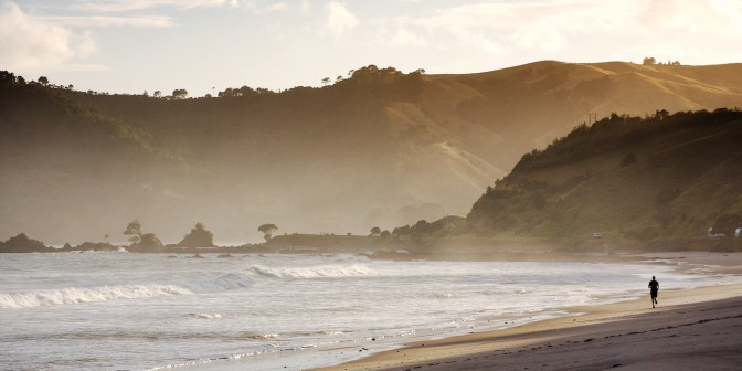 Morning run in Kuaotunu Beach in the Coromandel