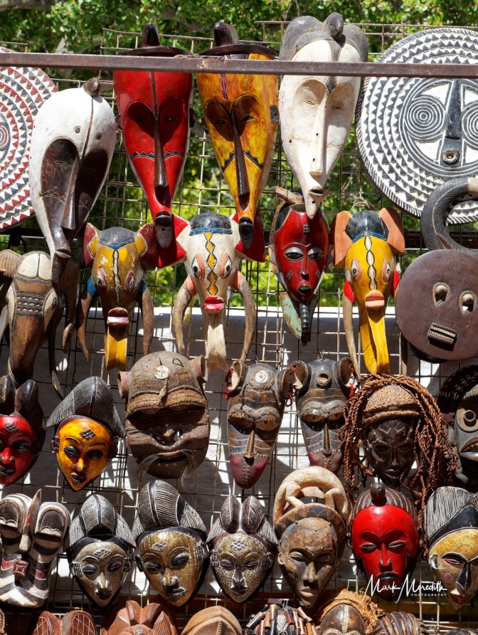 Masks for sale in Greenmarket Square, Cape Town