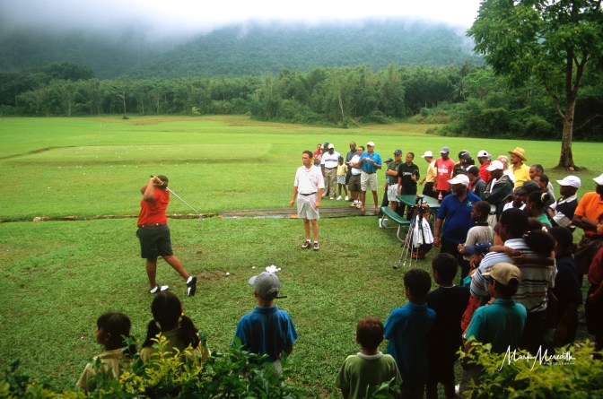 Stephen Ames conducts a golf clinic at Chaguaramas Golf Club