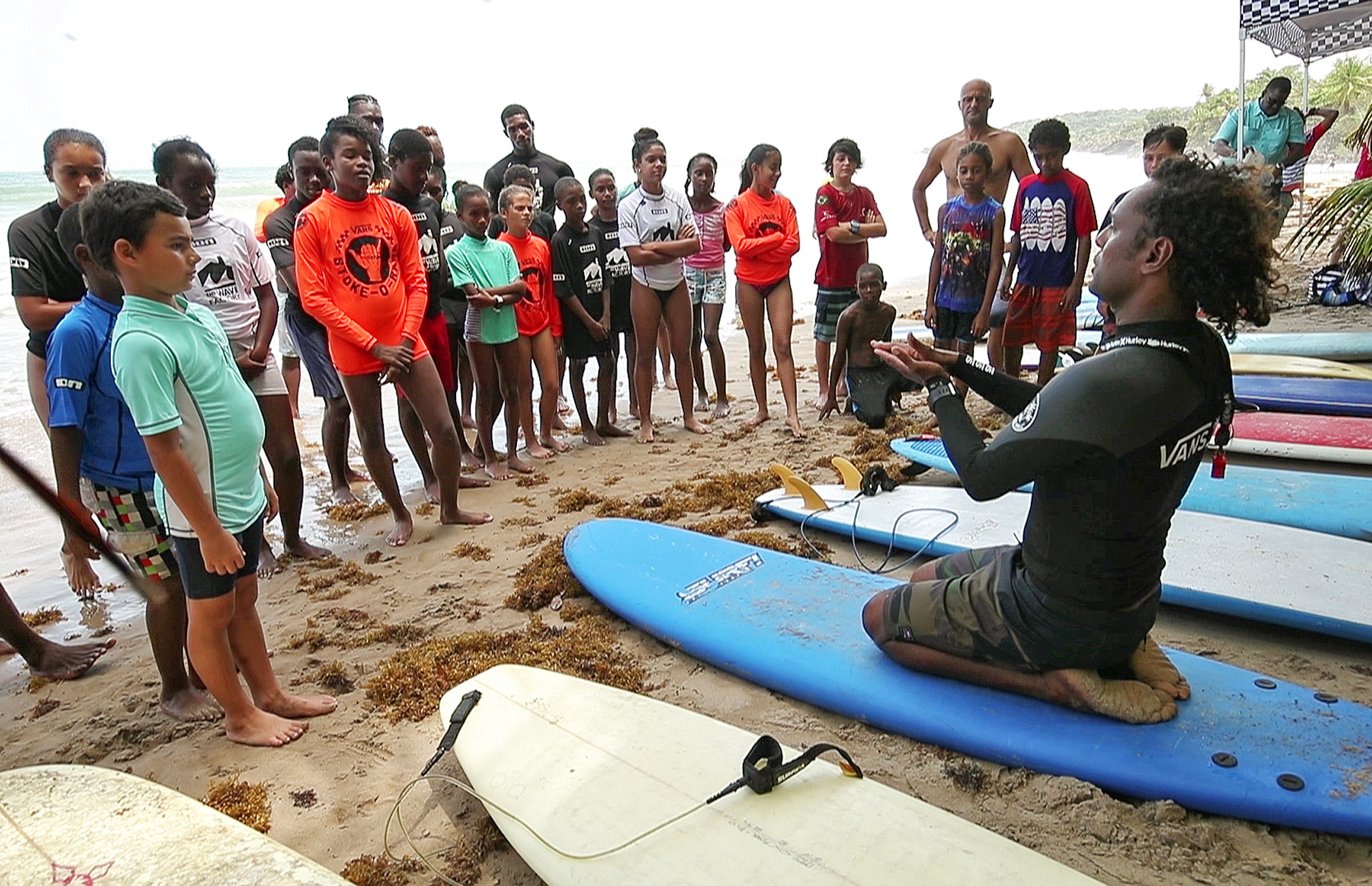 Chris Dennis and surf class